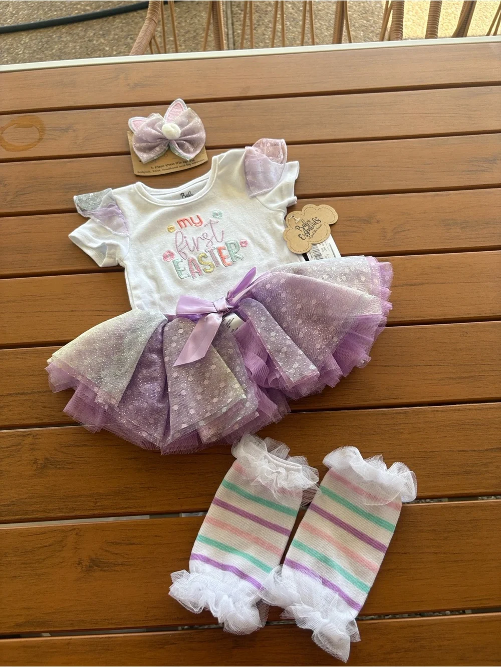 Baby Essentials White and Purple My First Easter Tutu Set